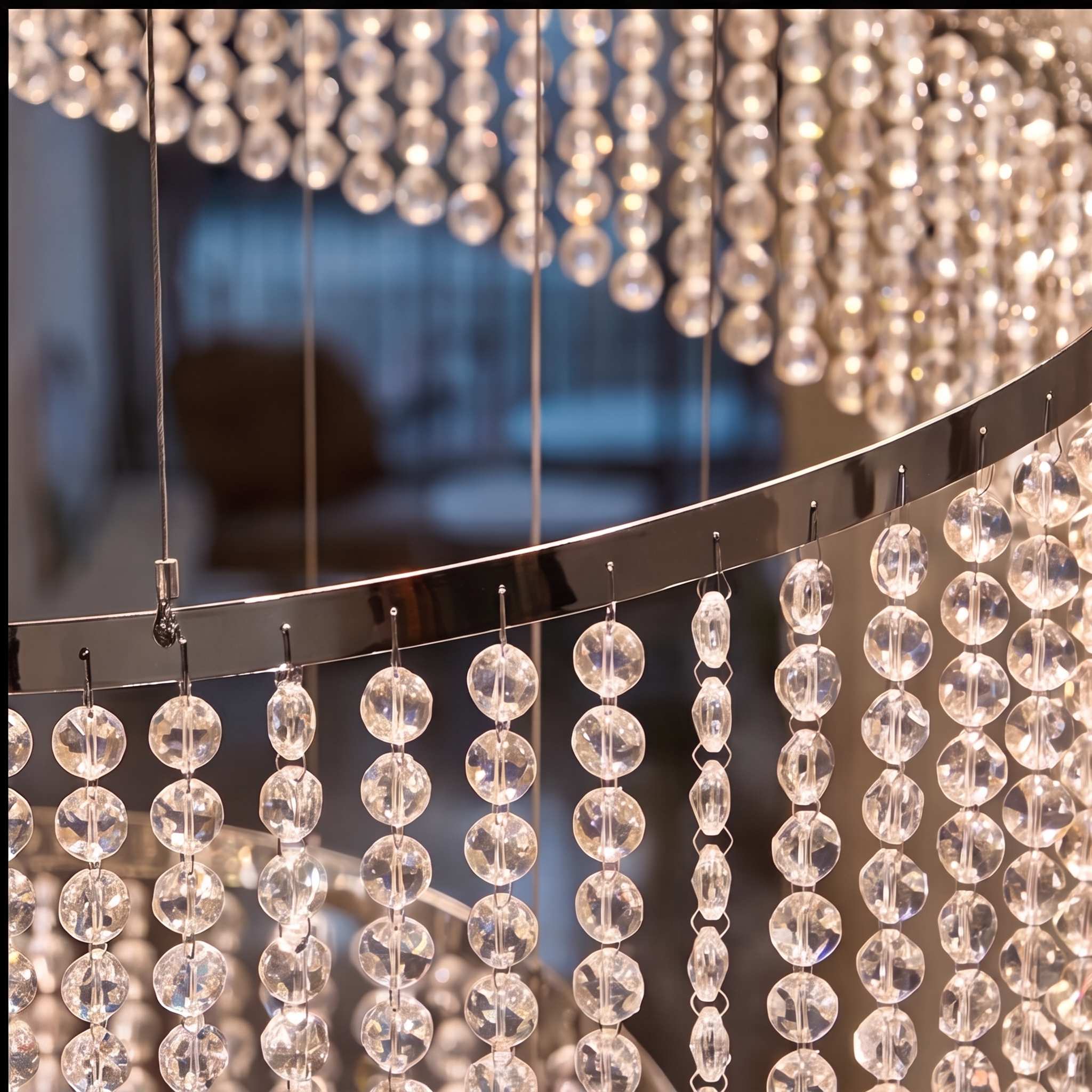 LED K9 Crystal Mirror-Polished Stainless Steel Chandelier (9 or 11 Rings)