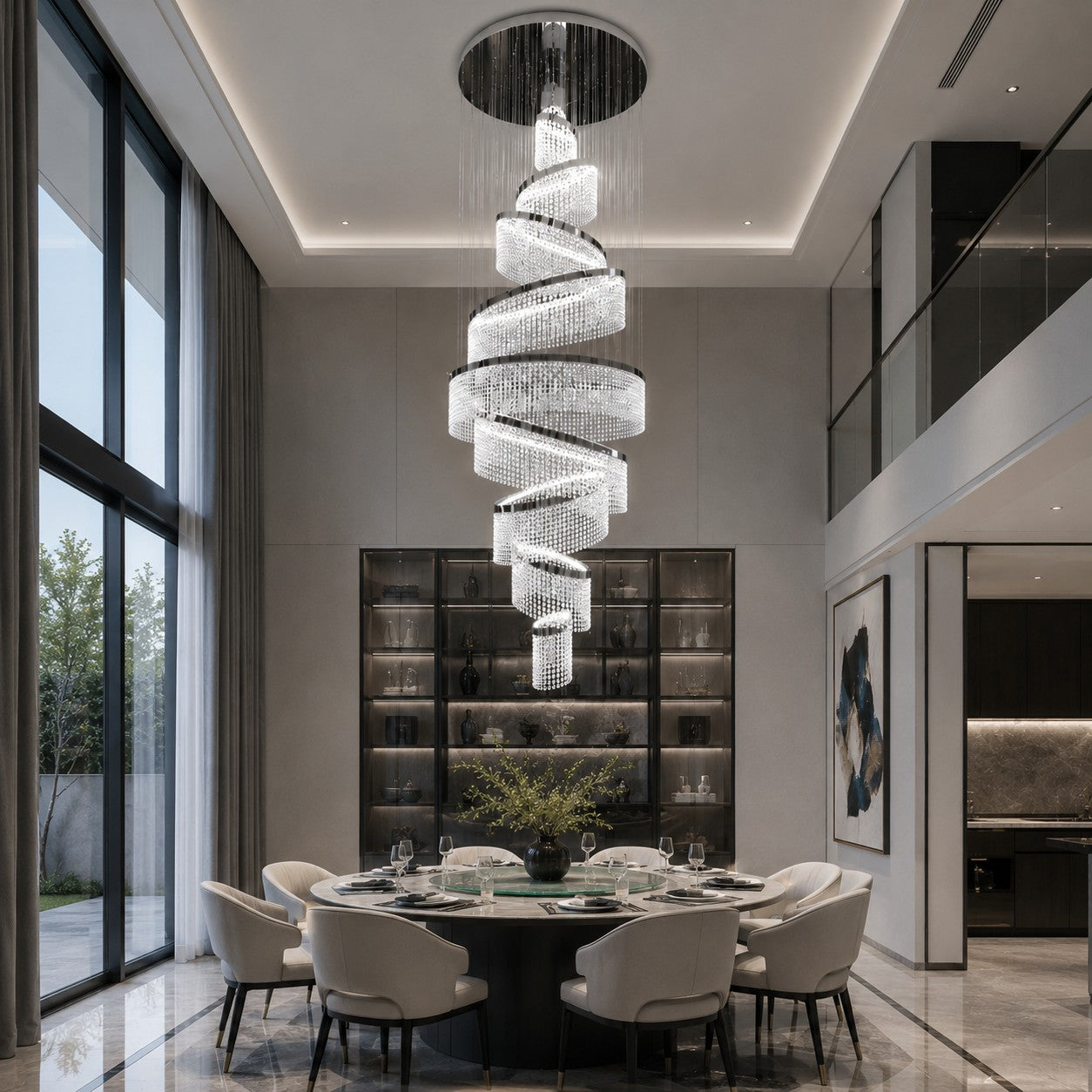 LED K9 Crystal Mirror-Polished Stainless Steel Chandelier (9 or 11 Rings)