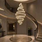 LED K9 Crystal Mirror-Polished Stainless Steel Chandelier (9 or 11 Rings)
