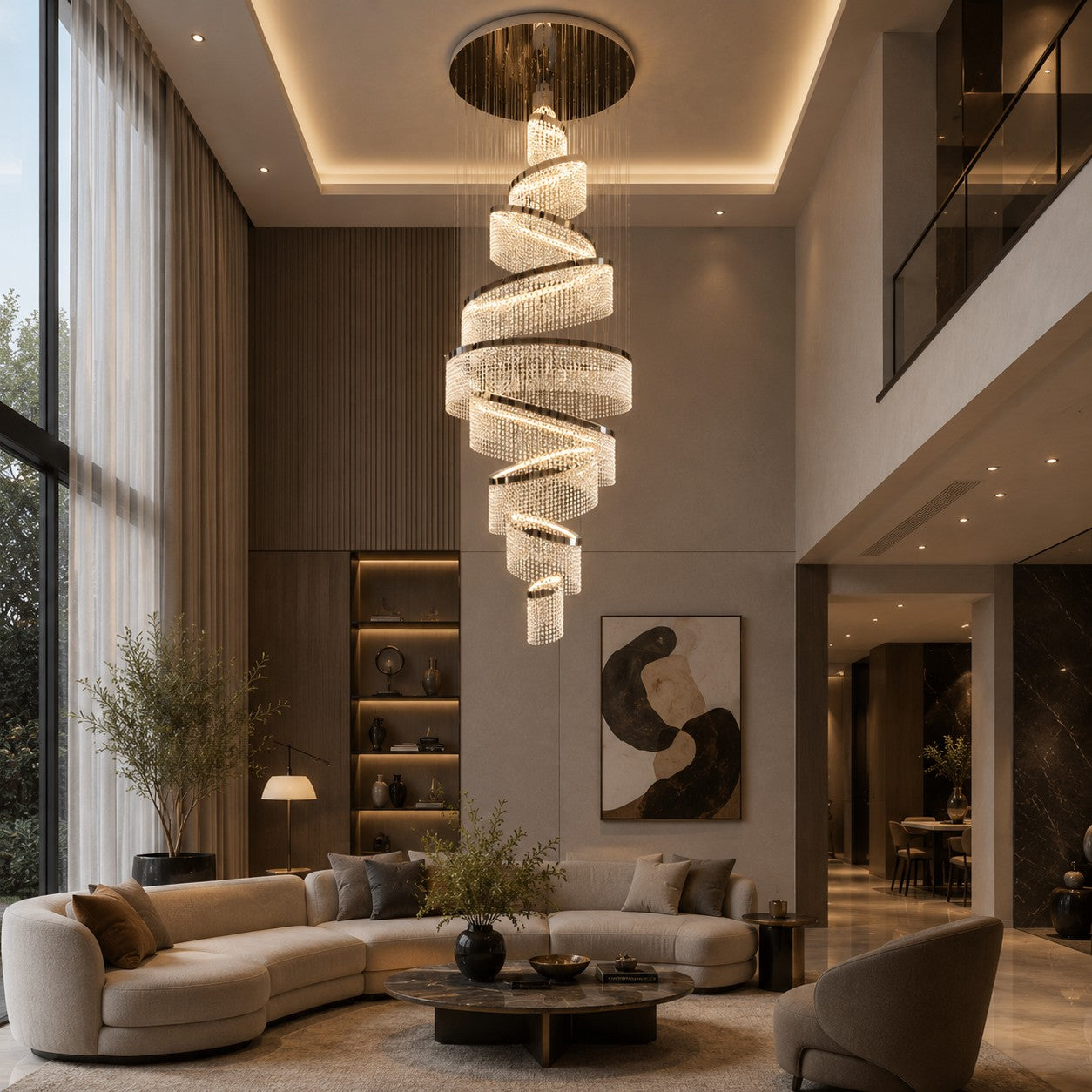 LED K9 Crystal Mirror-Polished Stainless Steel Chandelier (9 or 11 Rings)