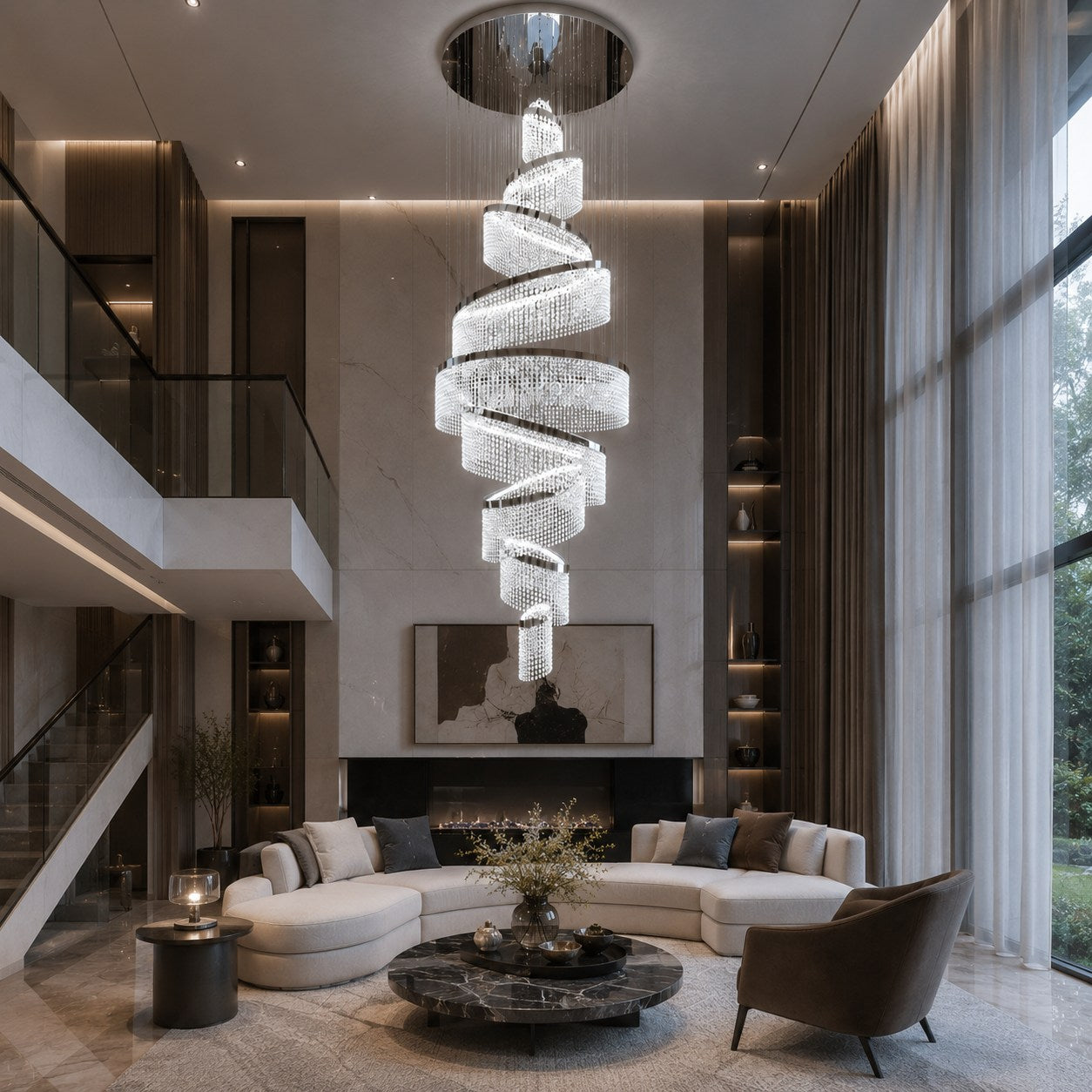 LED K9 Crystal Mirror-Polished Stainless Steel Chandelier (9 or 11 Rings)