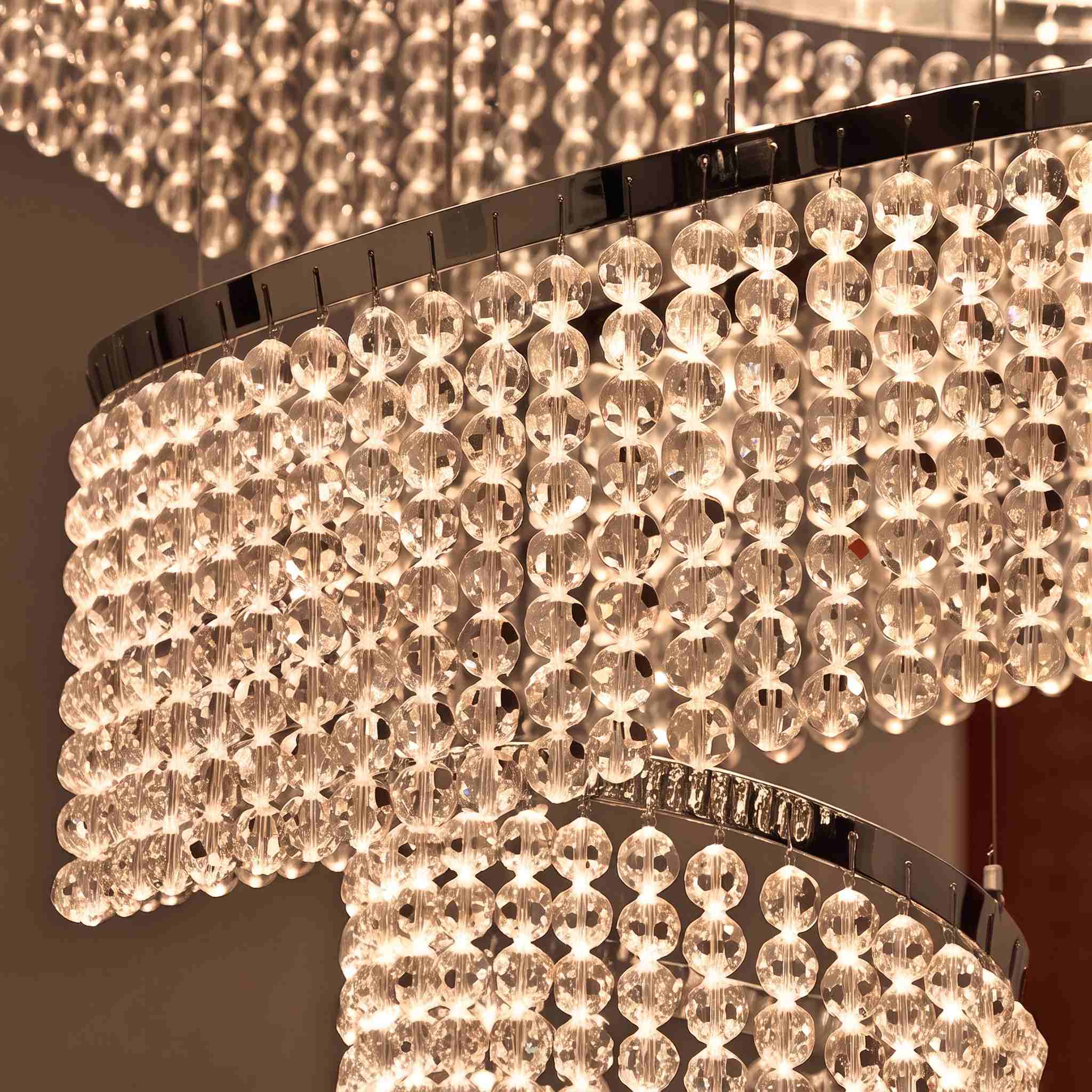 LED K9 Crystal Mirror-Polished Stainless Steel Chandelier (9 or 11 Rings)