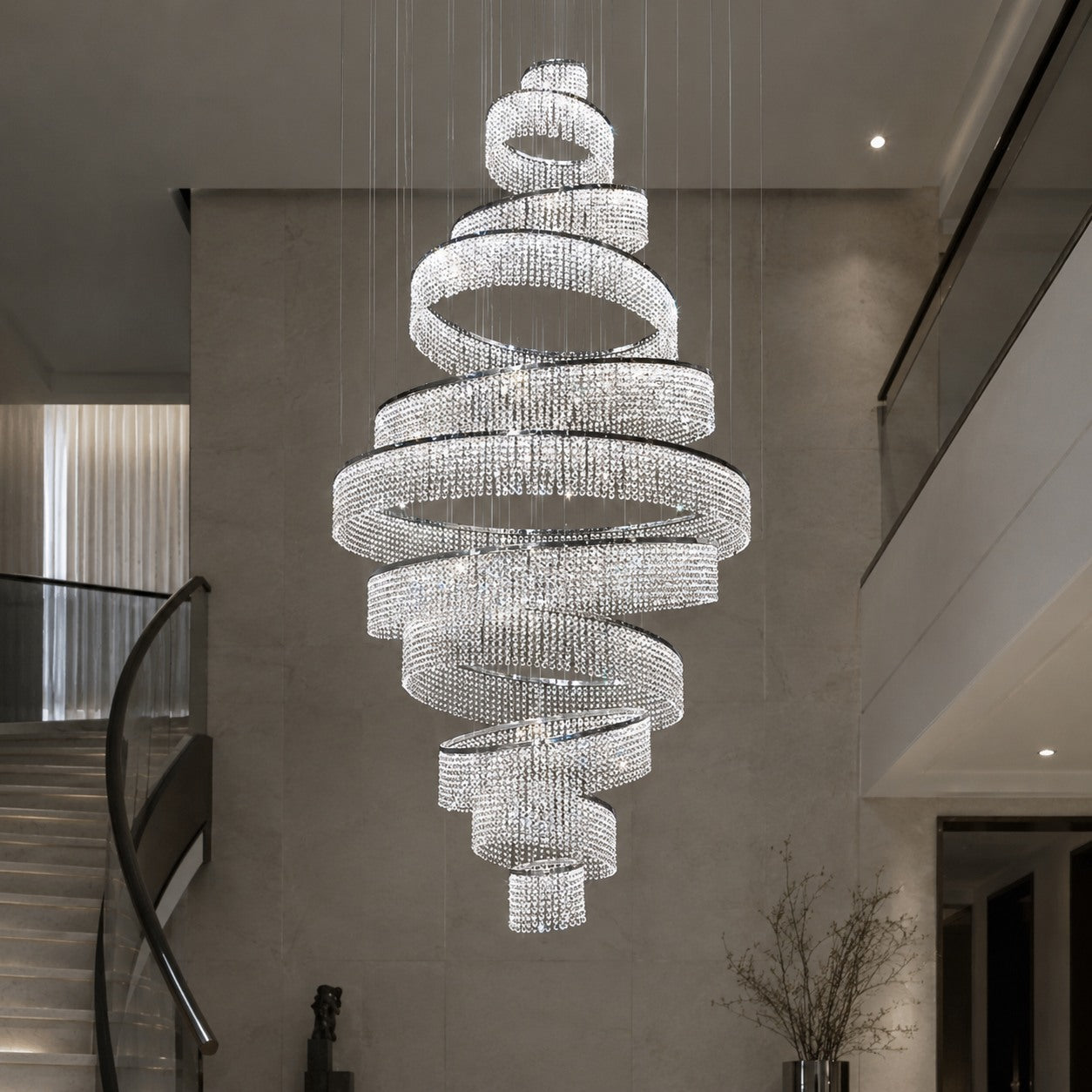 LED K9 Crystal Mirror-Polished Stainless Steel Chandelier (9 or 11 Rings)