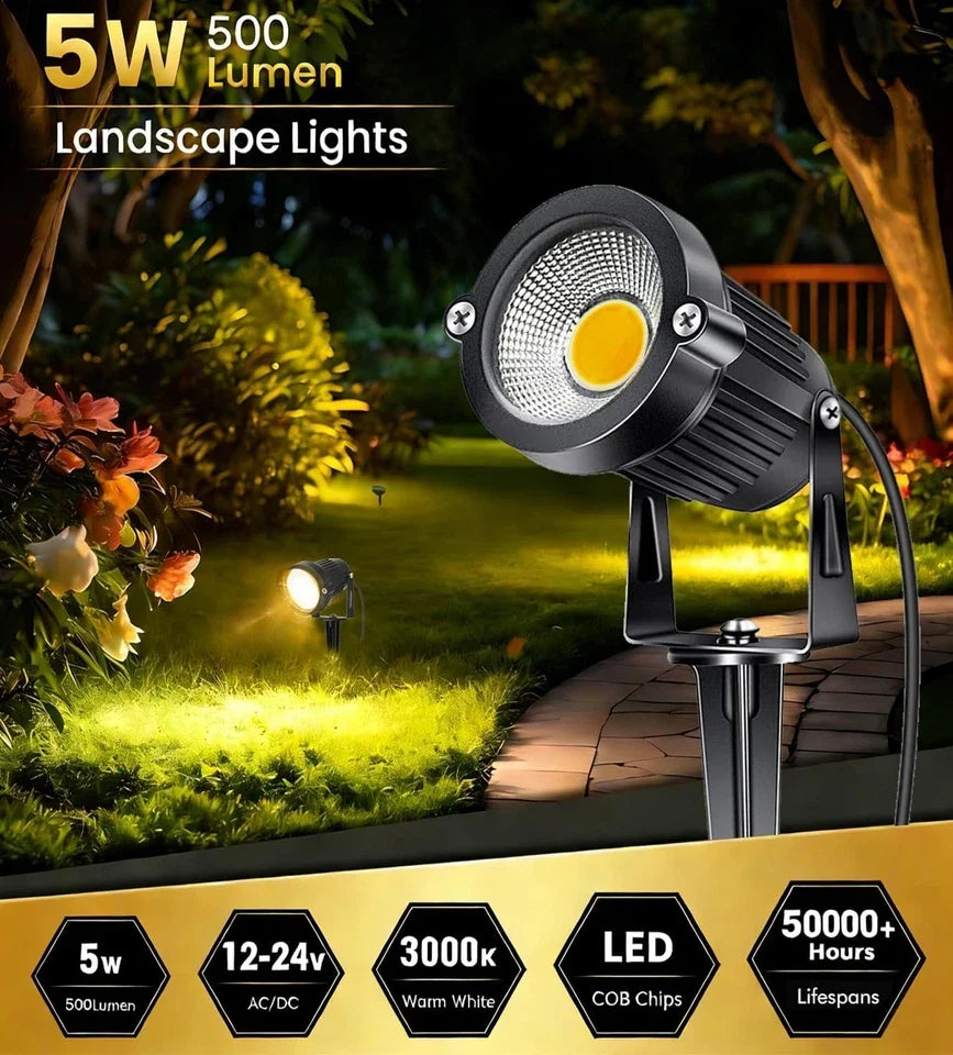 LED Landscape Spotlights Adjustable Aim & Spike Mount IP65 Weatherproof