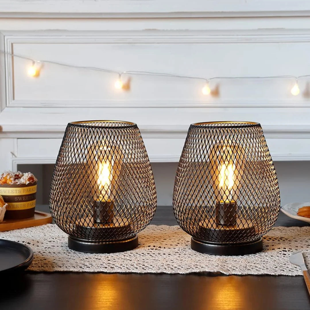 LED Lantern Battery-Powered Matte Black Indoor & Outdoor