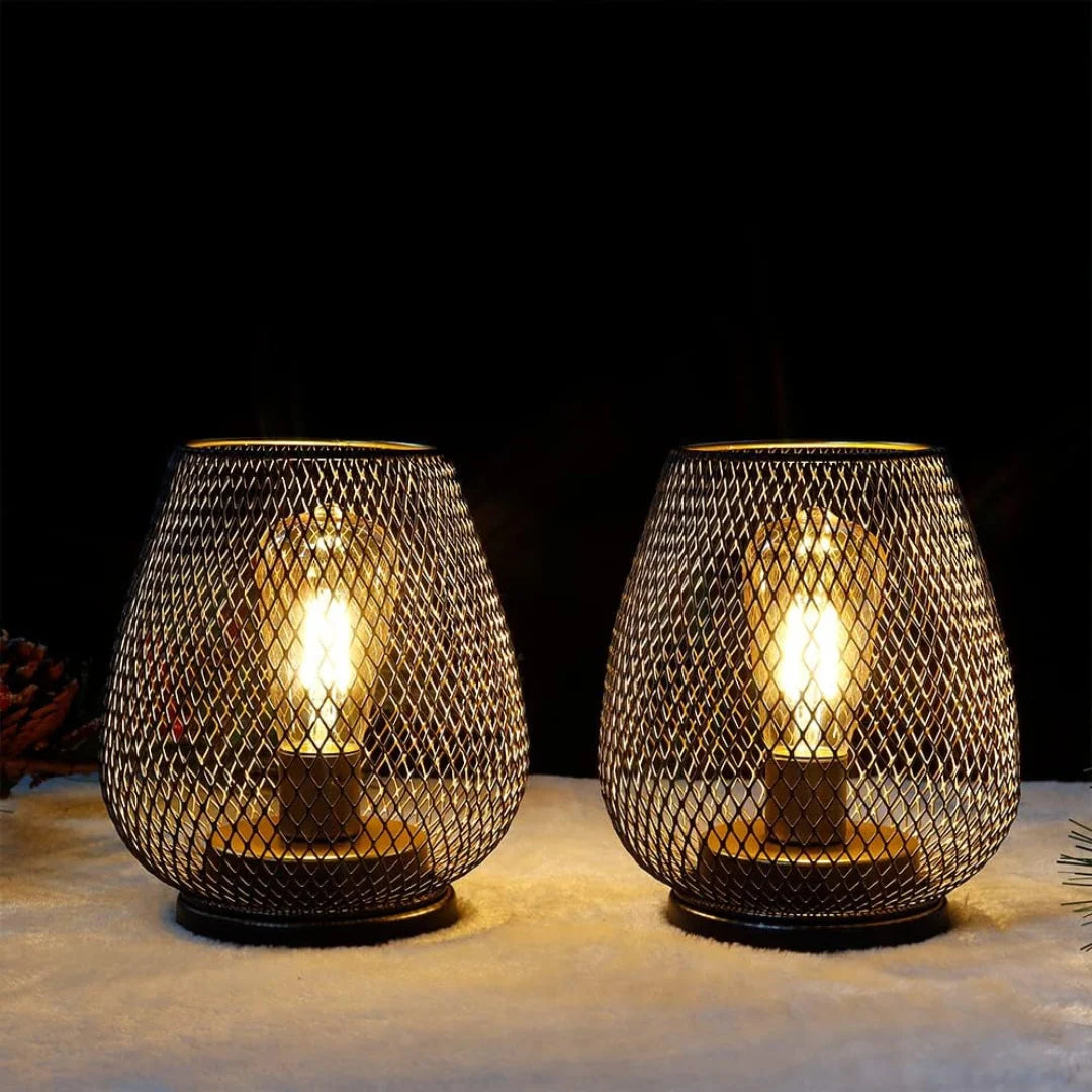 LED Lantern Battery-Powered Matte Black Indoor & Outdoor