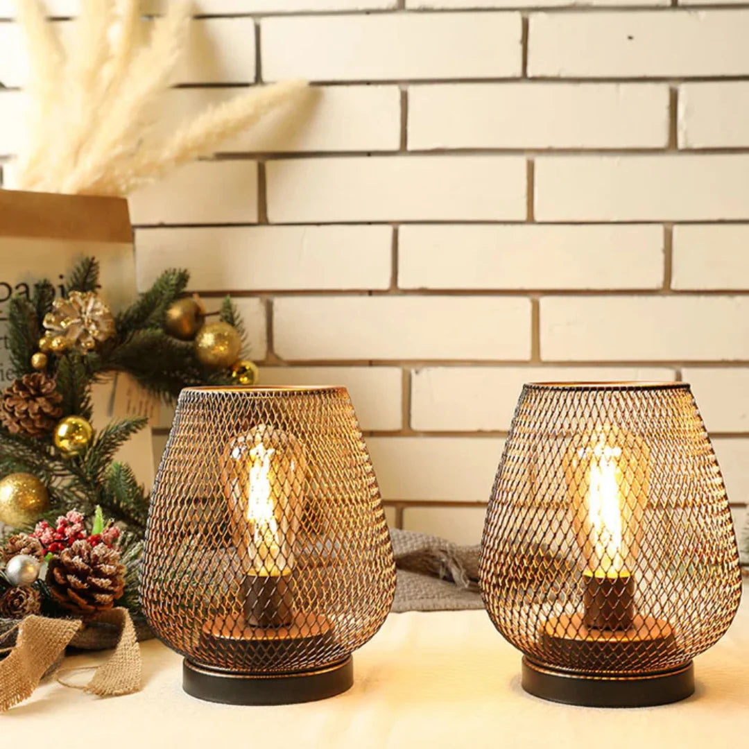 LED Lantern Battery-Powered Matte Black Indoor & Outdoor
