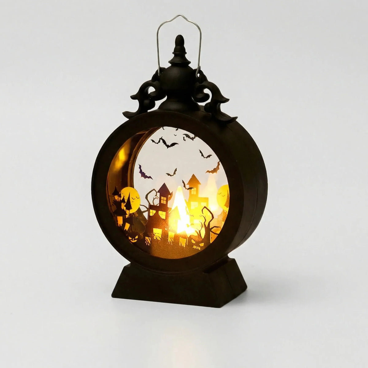 LED Lantern Gothic Silhouette Warm Glow & Battery-Powered