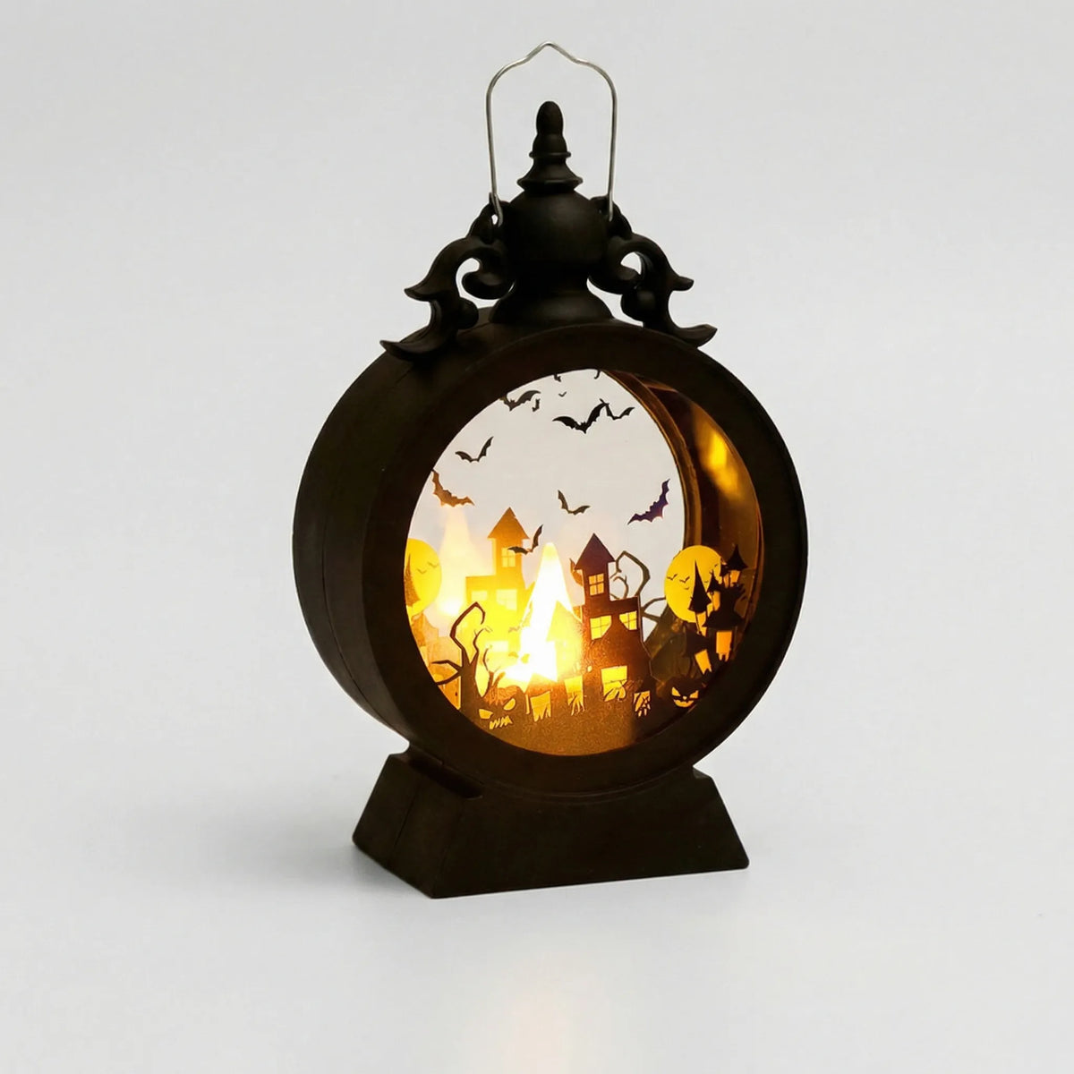 LED Lantern Gothic Silhouette Warm Glow & Battery-Powered
