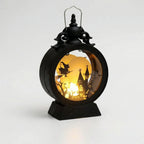 LED Lantern Gothic Silhouette Warm Glow & Battery-Powered