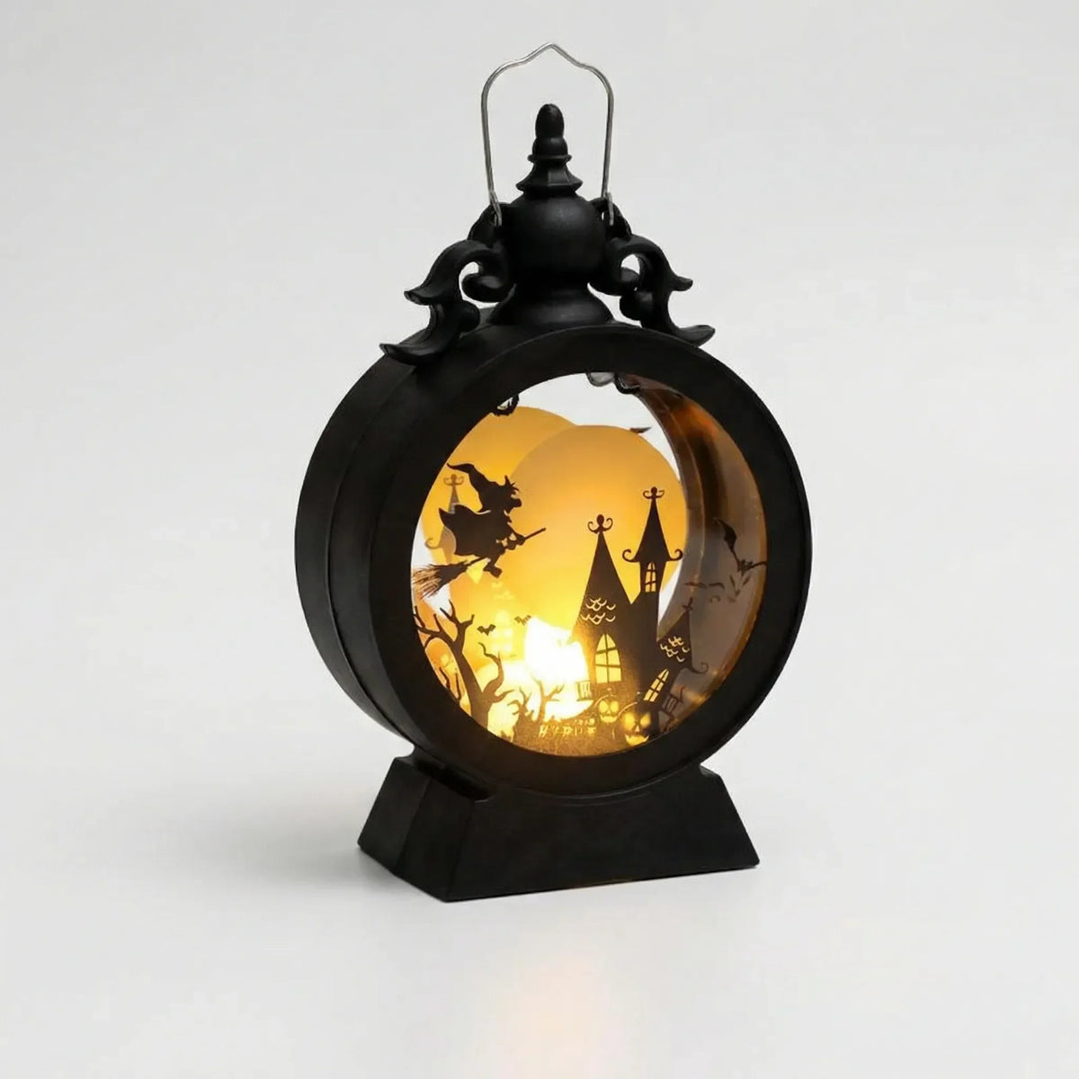 LED Lantern Gothic Silhouette Warm Glow & Battery-Powered