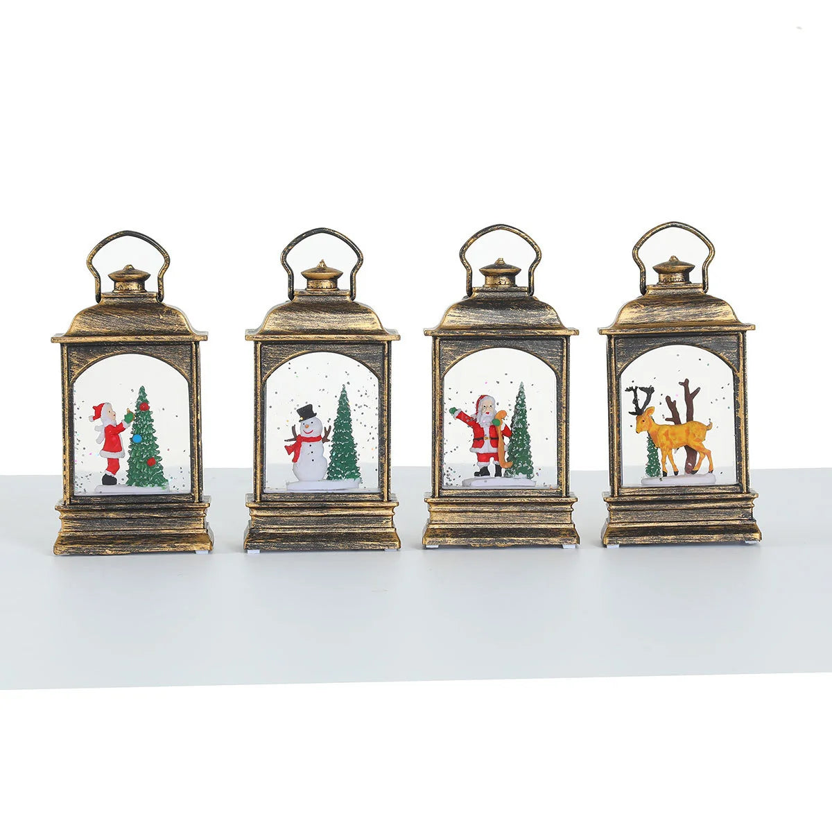 LED Lantern Snowman Scene Soft Warm Glow