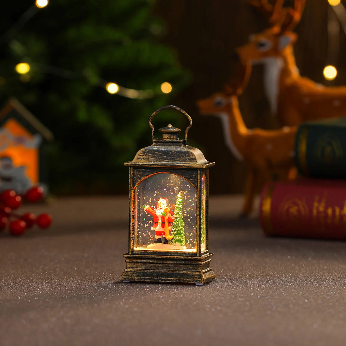 LED Lantern Snowman Scene Soft Warm Glow