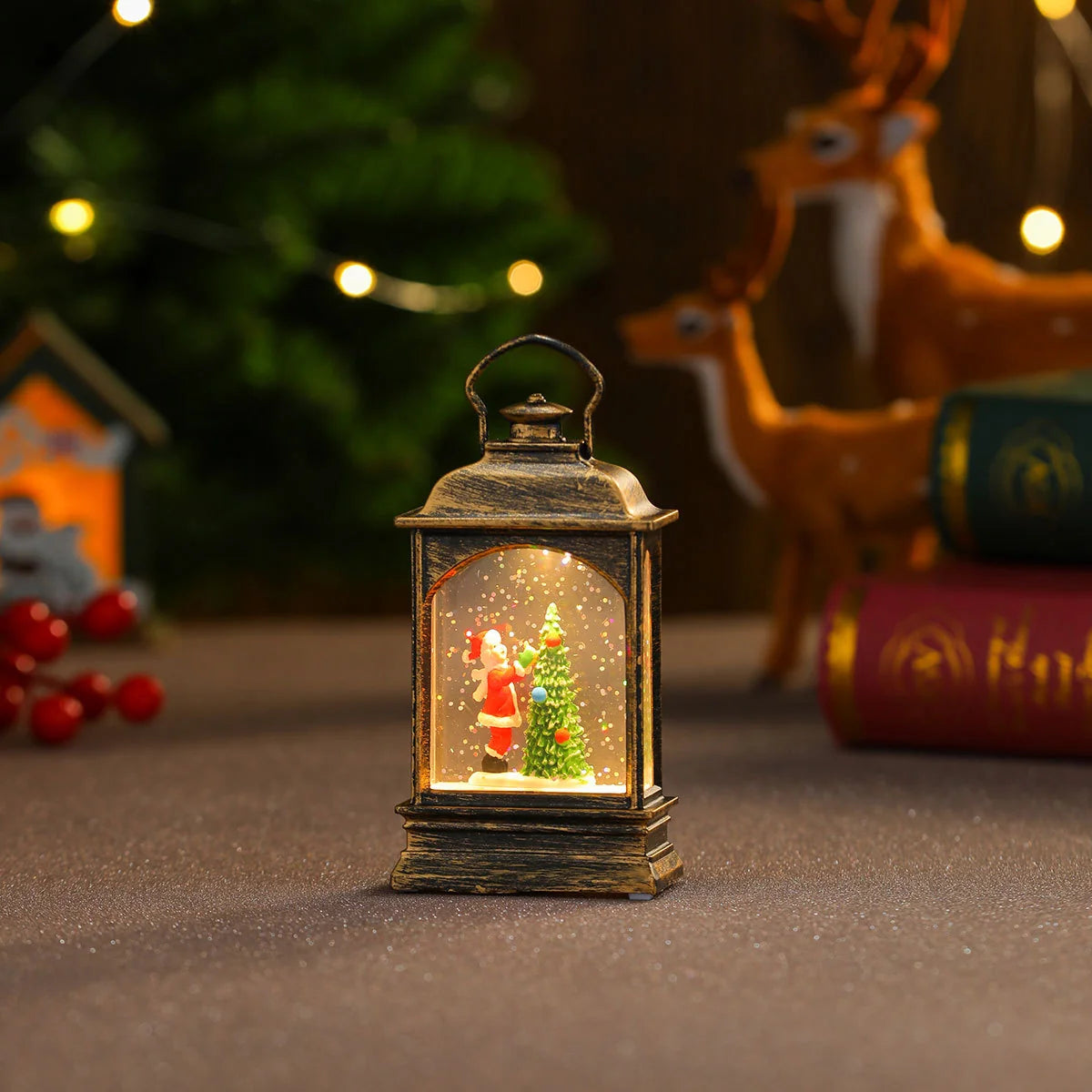 LED Lantern Snowman & Tree Warm Glow