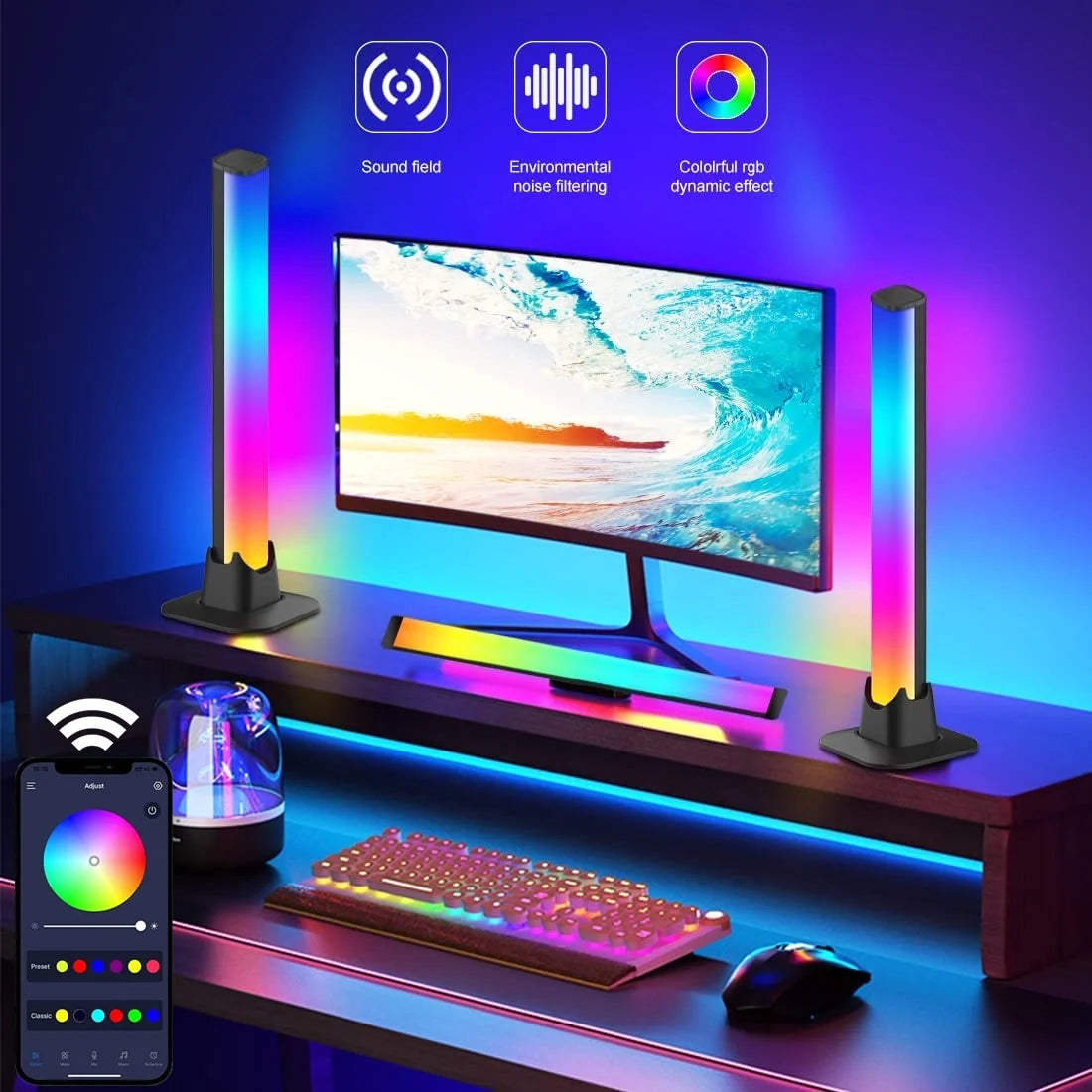 LED Light Bars App Control & Music Sync USB-Powered