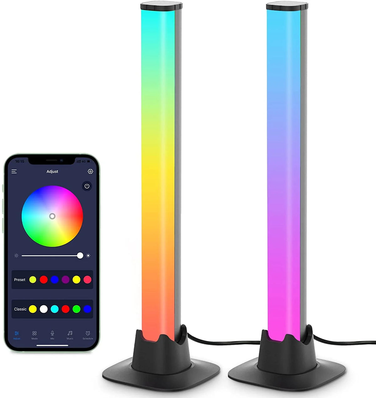 LED Light Bars App Control & Music Sync USB-Powered