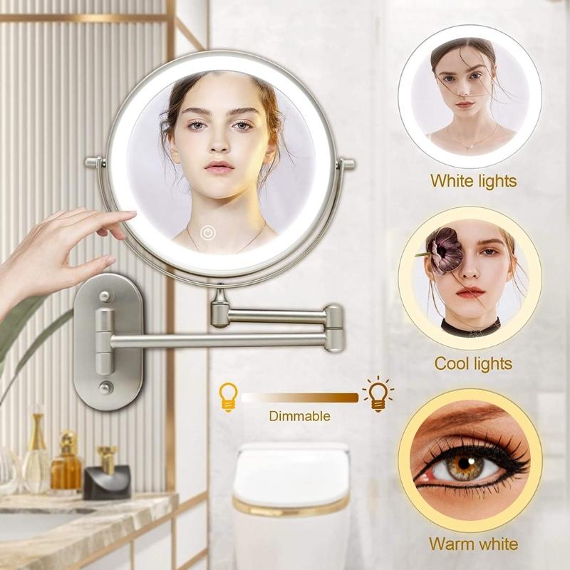 LED Makeup Mirror Rechargeable Adjustable Magnification