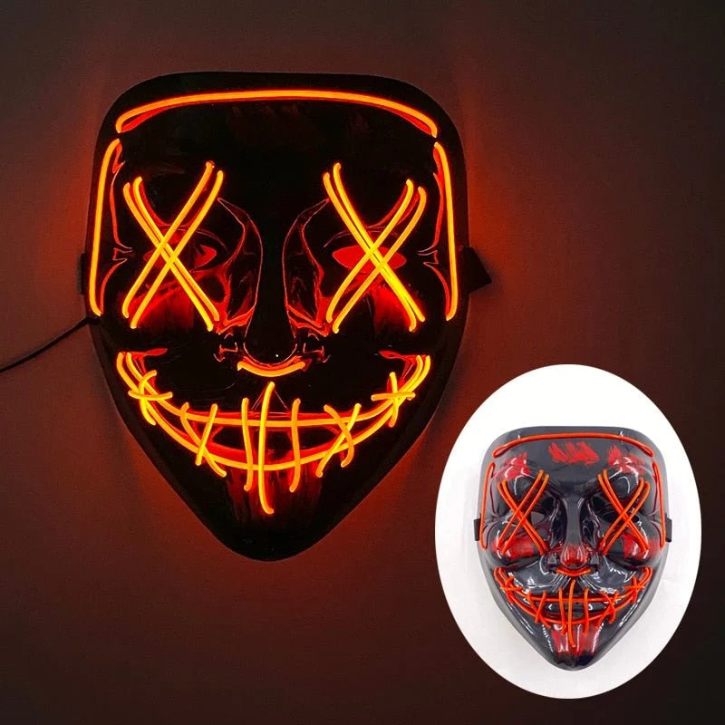 LED Mask Neon Glow Four Light Modes & Battery-Powered