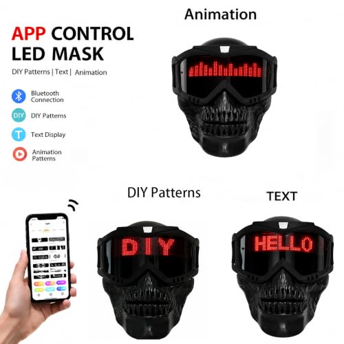 LED Mask Wireless App Control Custom Animations 8-Hour Battery