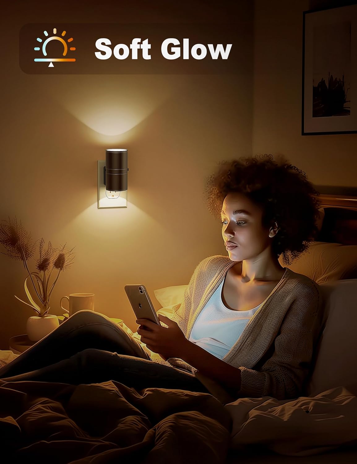 LED Night Light Dusk-To-Dawn Sensor Adjustable Brightness Plug-In