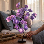 LED Rose Lamp Acrylic Petals & Metal Base