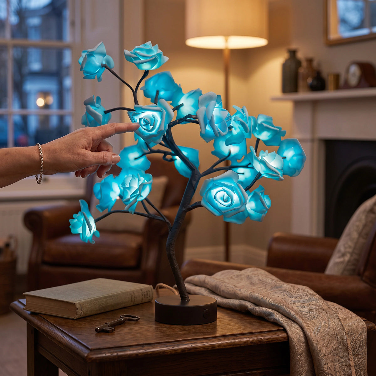 LED Rose Lamp Acrylic Petals & Metal Base