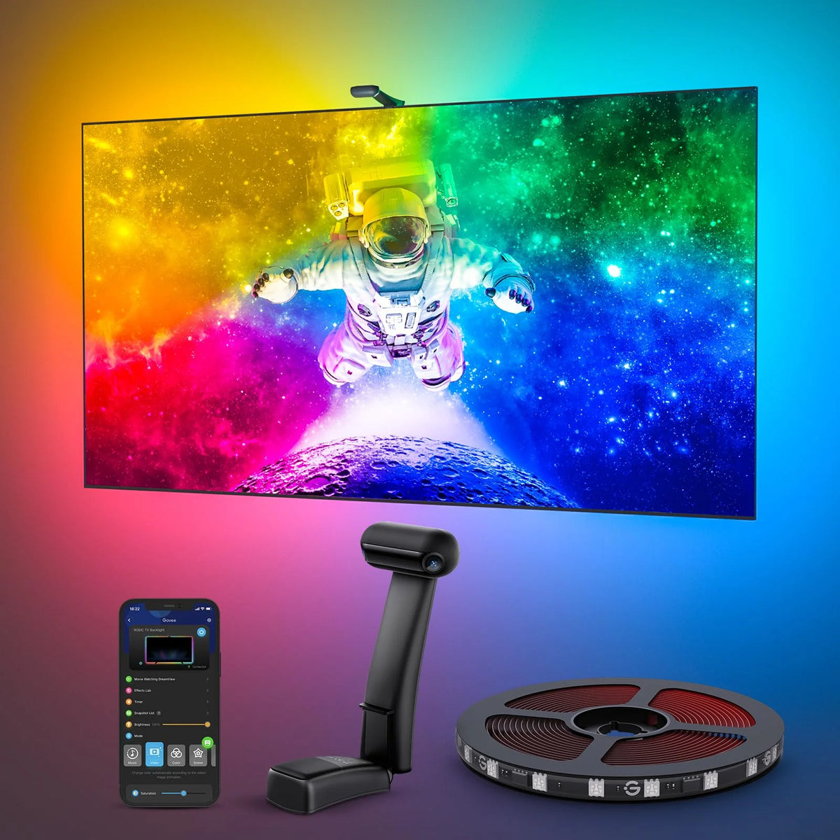 LED TV Backlight Kit Dual-Camera App-Controlled High-Density Strip