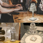 LED Table Lamp Crystal-Cut Diffuser USB Rechargeable Touch Control