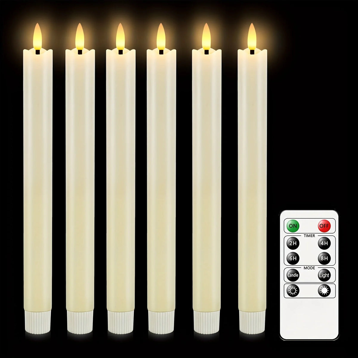 LED Taper Candles Flameless Flickering Remote Control