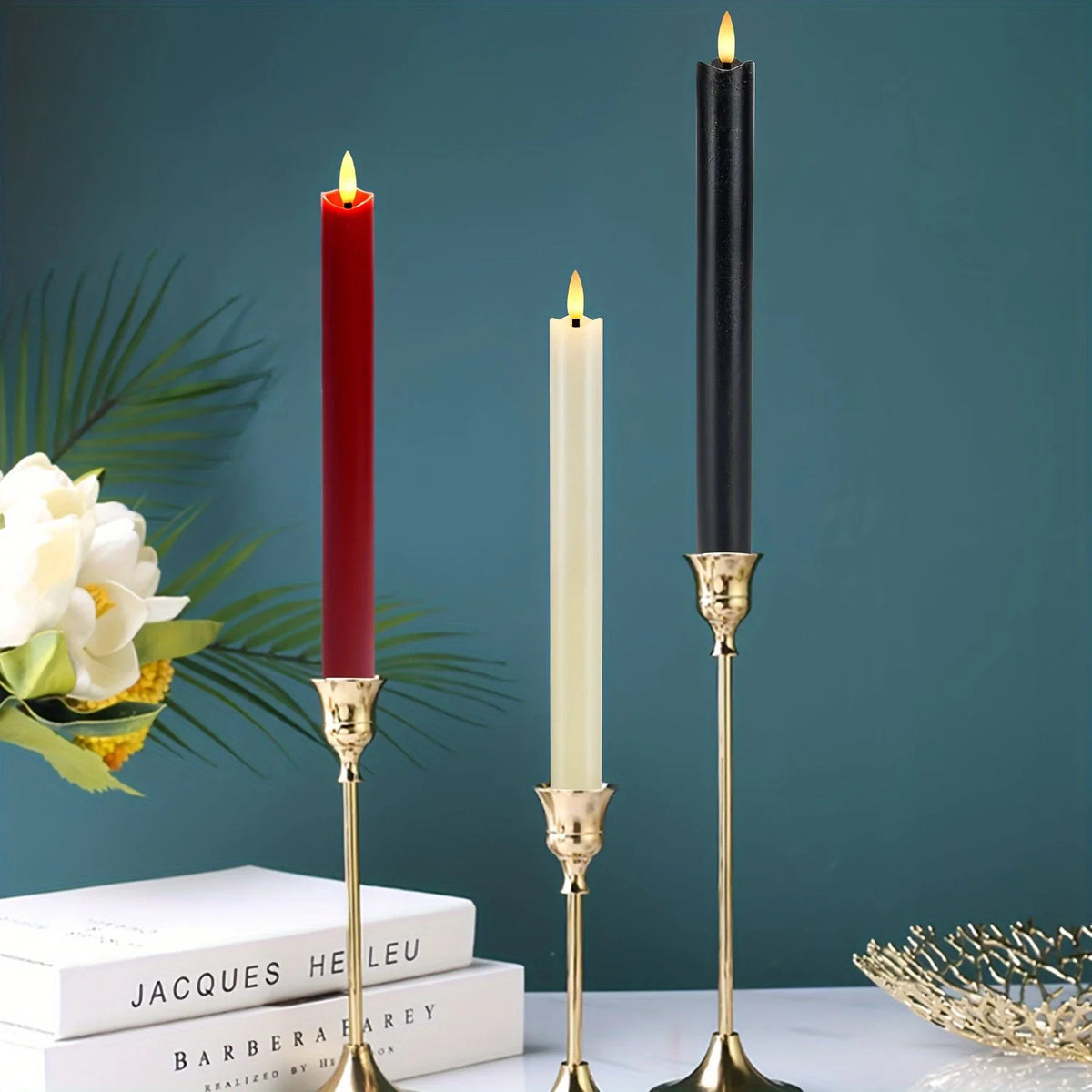 LED Taper Candles Flameless Flickering Remote Control