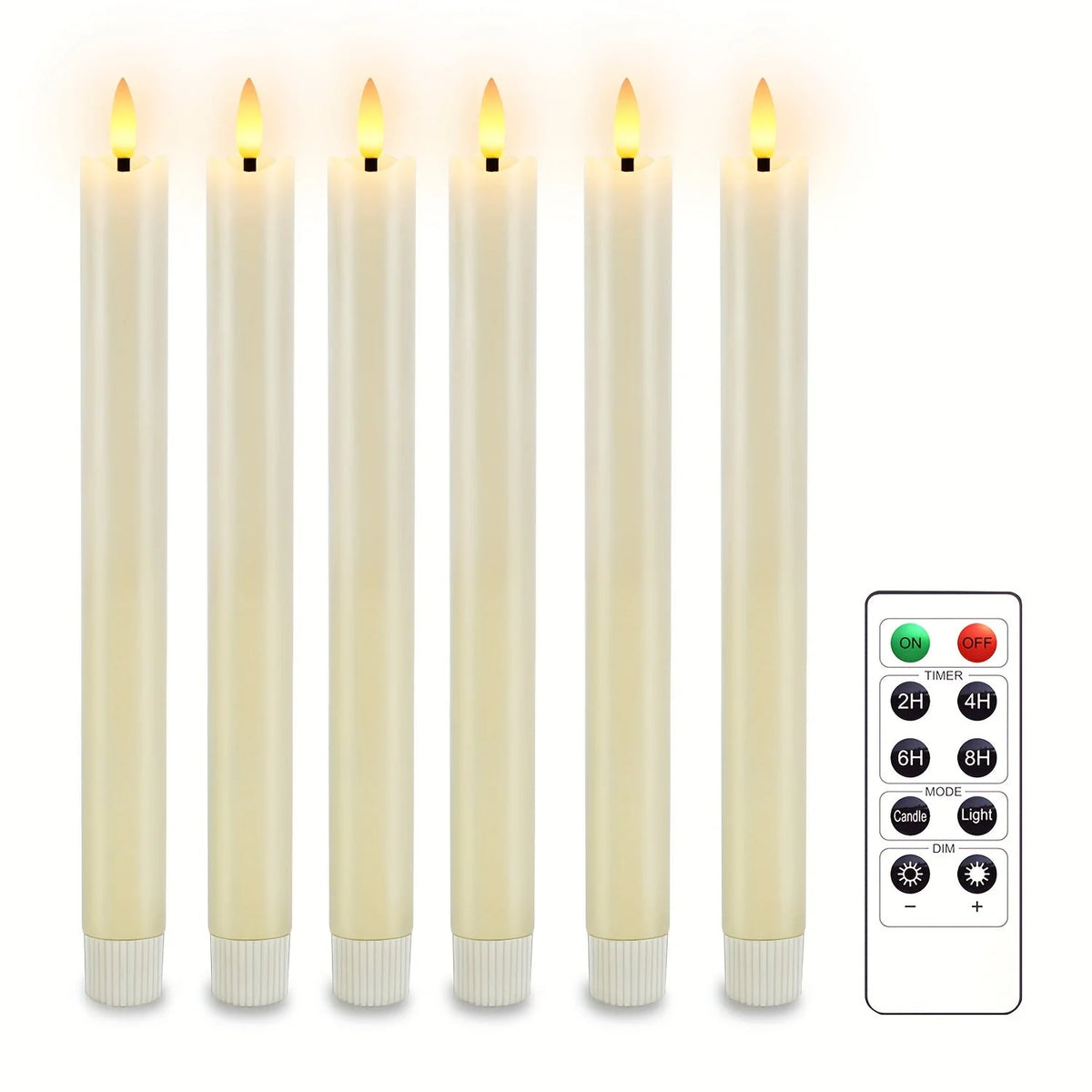 LED Taper Candles Flameless Flickering Remote Control