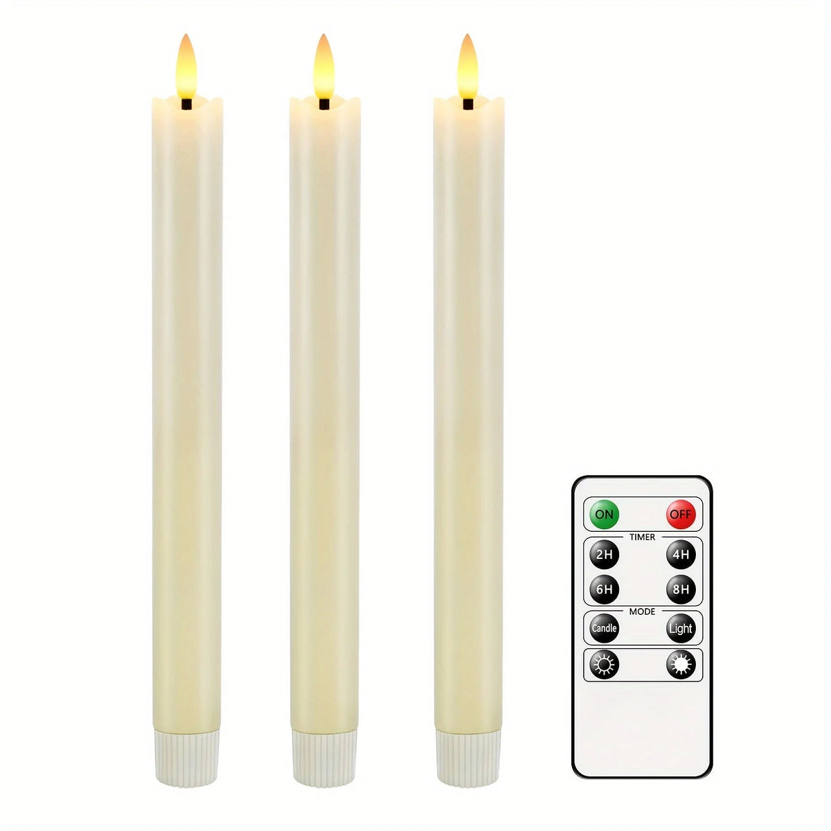 LED Taper Candles Flameless Flickering Remote Control