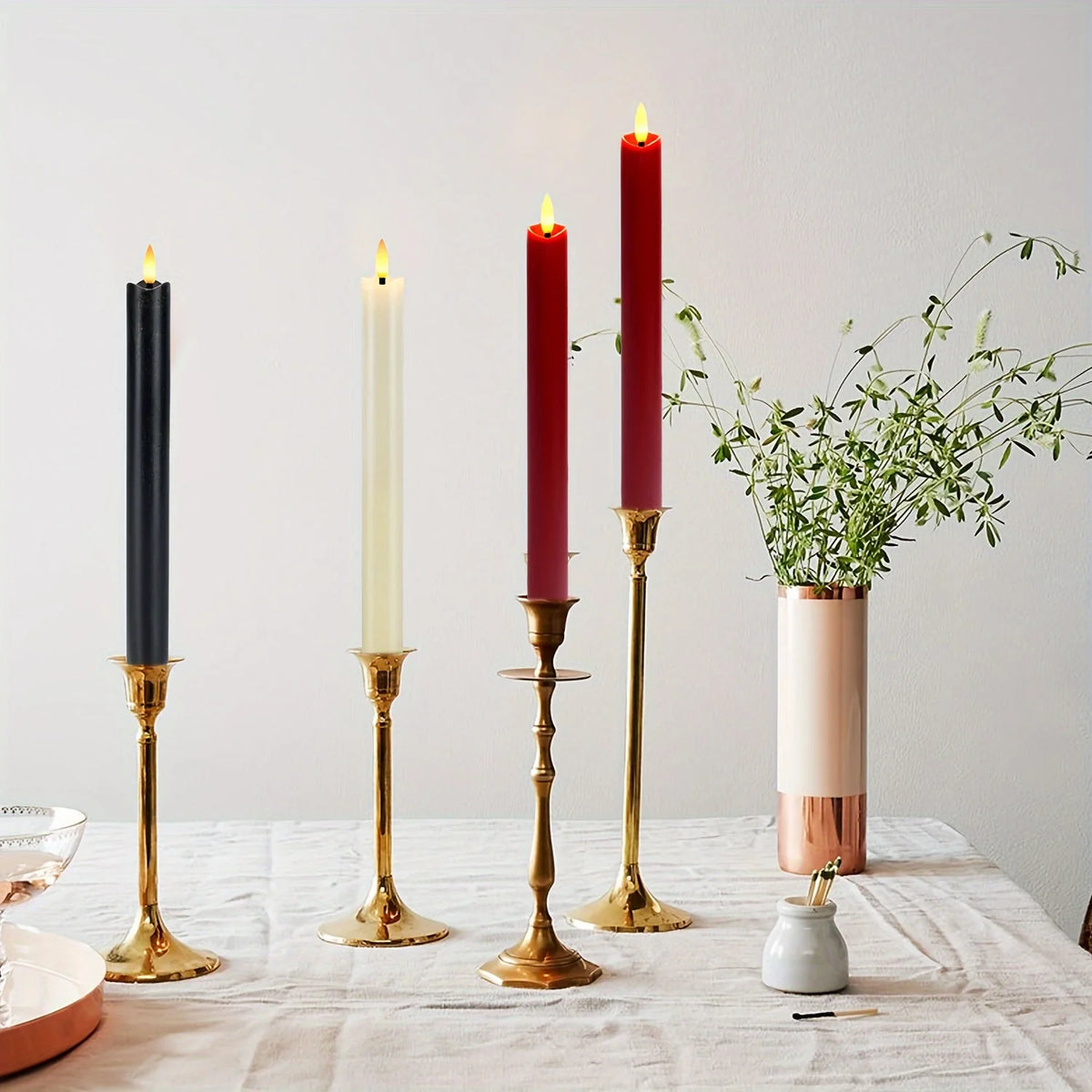 LED Taper Candles Flameless Flickering Remote Control