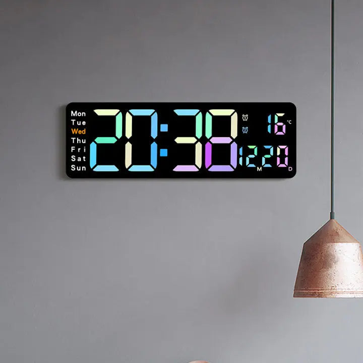 LED Wall Clock Large Digits RGB Remote USB Powered