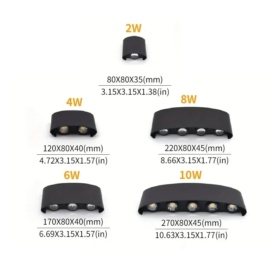 LED Wall Lamp Slim Aluminum Adjustable Brightness