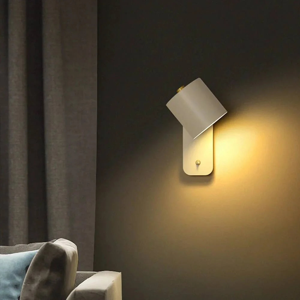 LED Wall Light Directed Lighting Integrated Switch Metal Body
