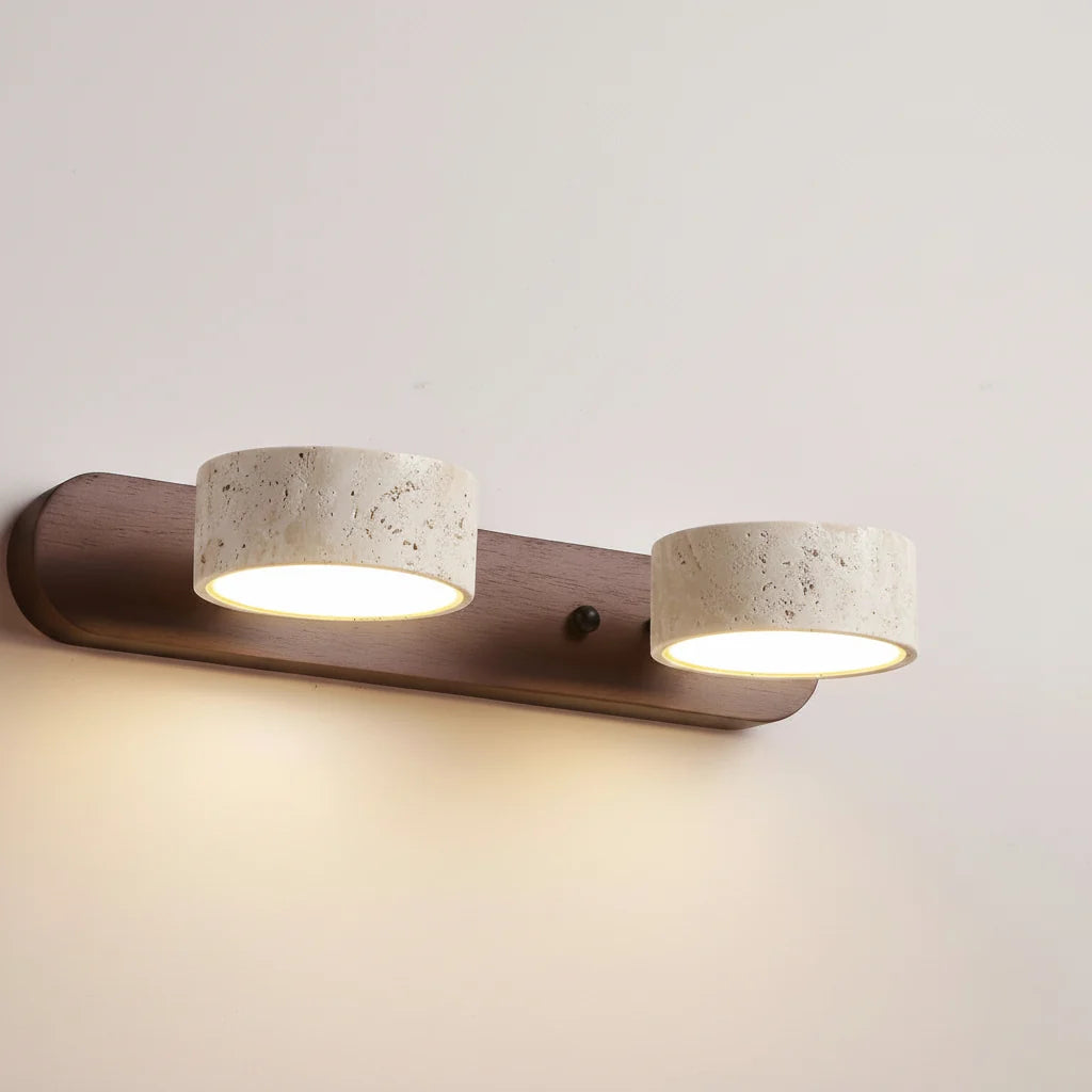 LED Wall Light Travertine & Wood Integrated LED