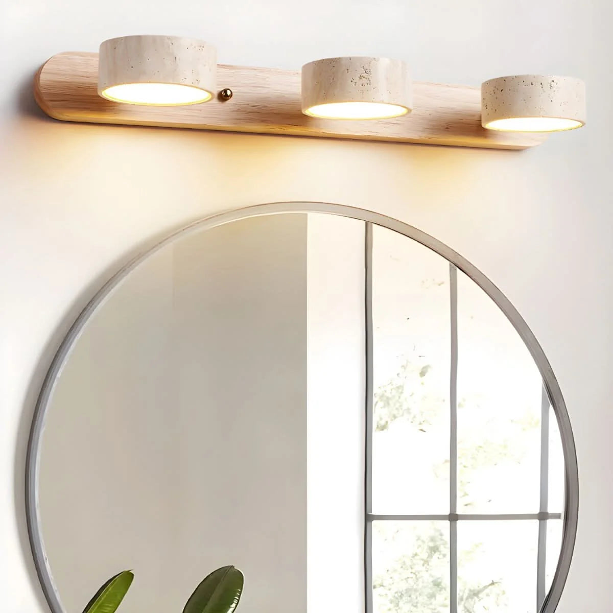LED Wall Light Travertine & Wood Integrated LED