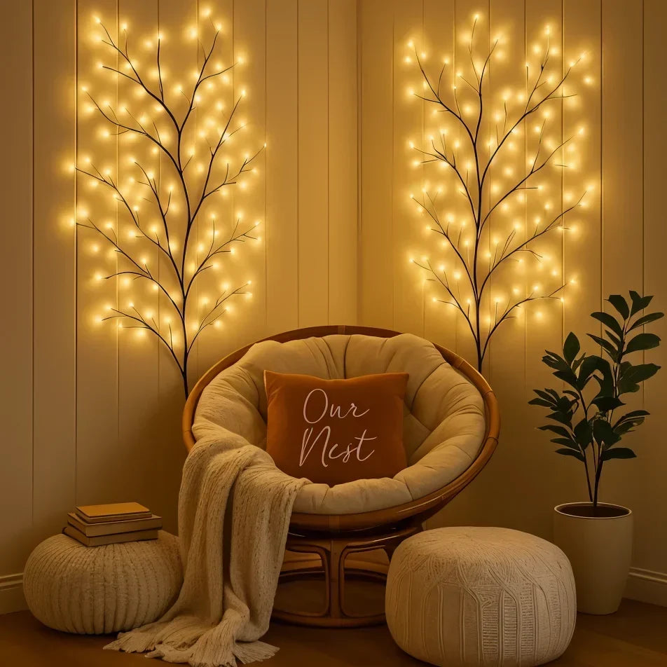 LED Wall Light Willow Branch Warm White Dimmable & Remote