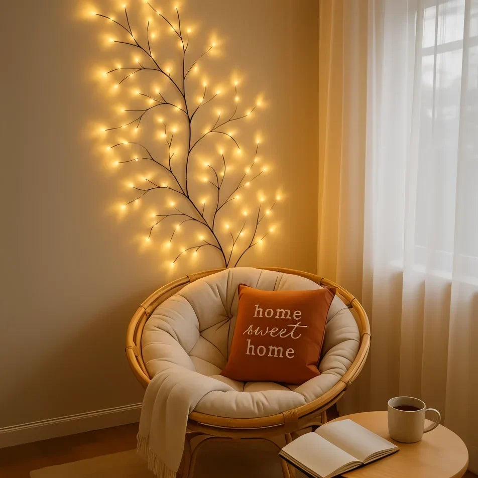 LED Wall Light Willow Branch Warm White Dimmable & Remote