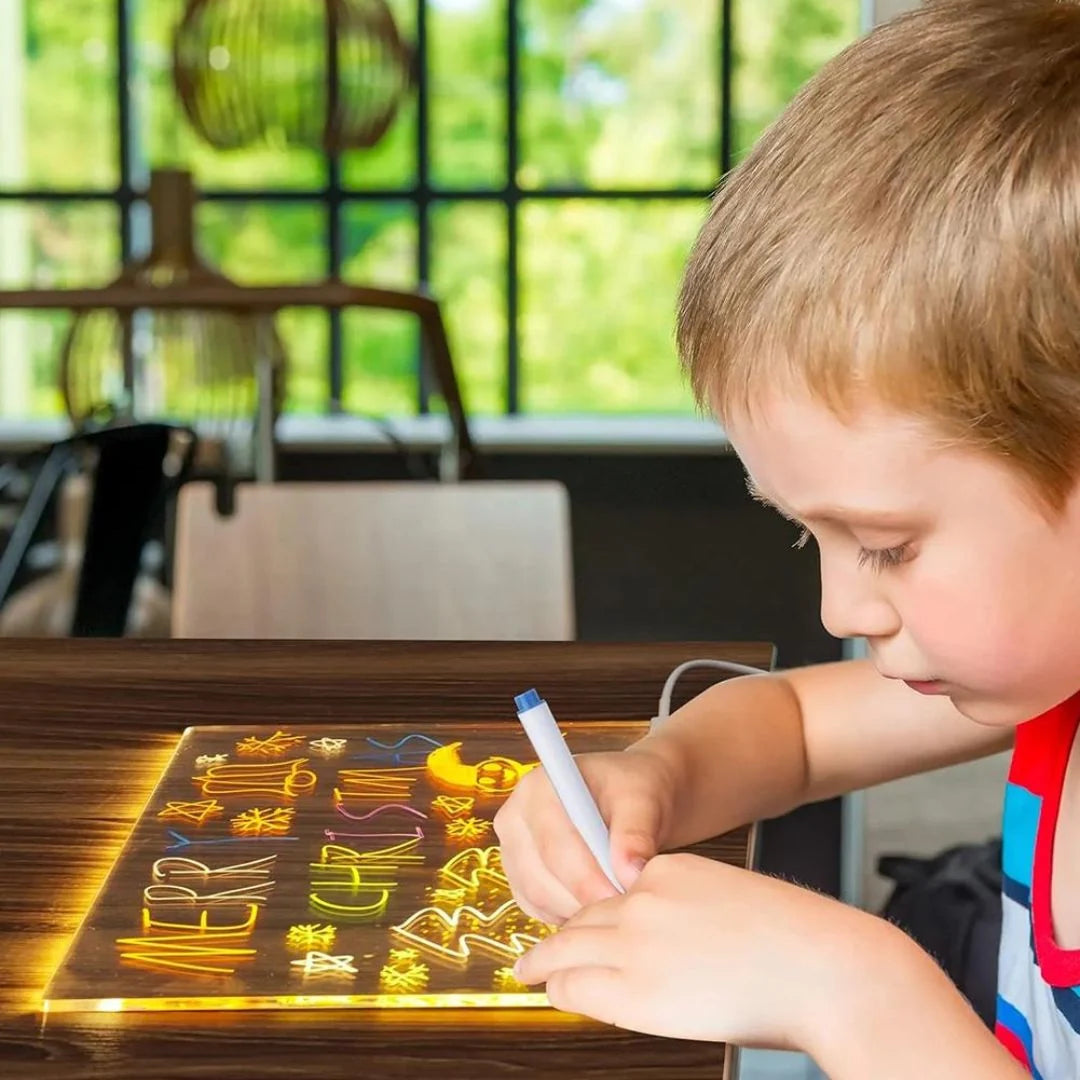 LED Writing Board USB-Powered Erasable Acrylic Neon Markers