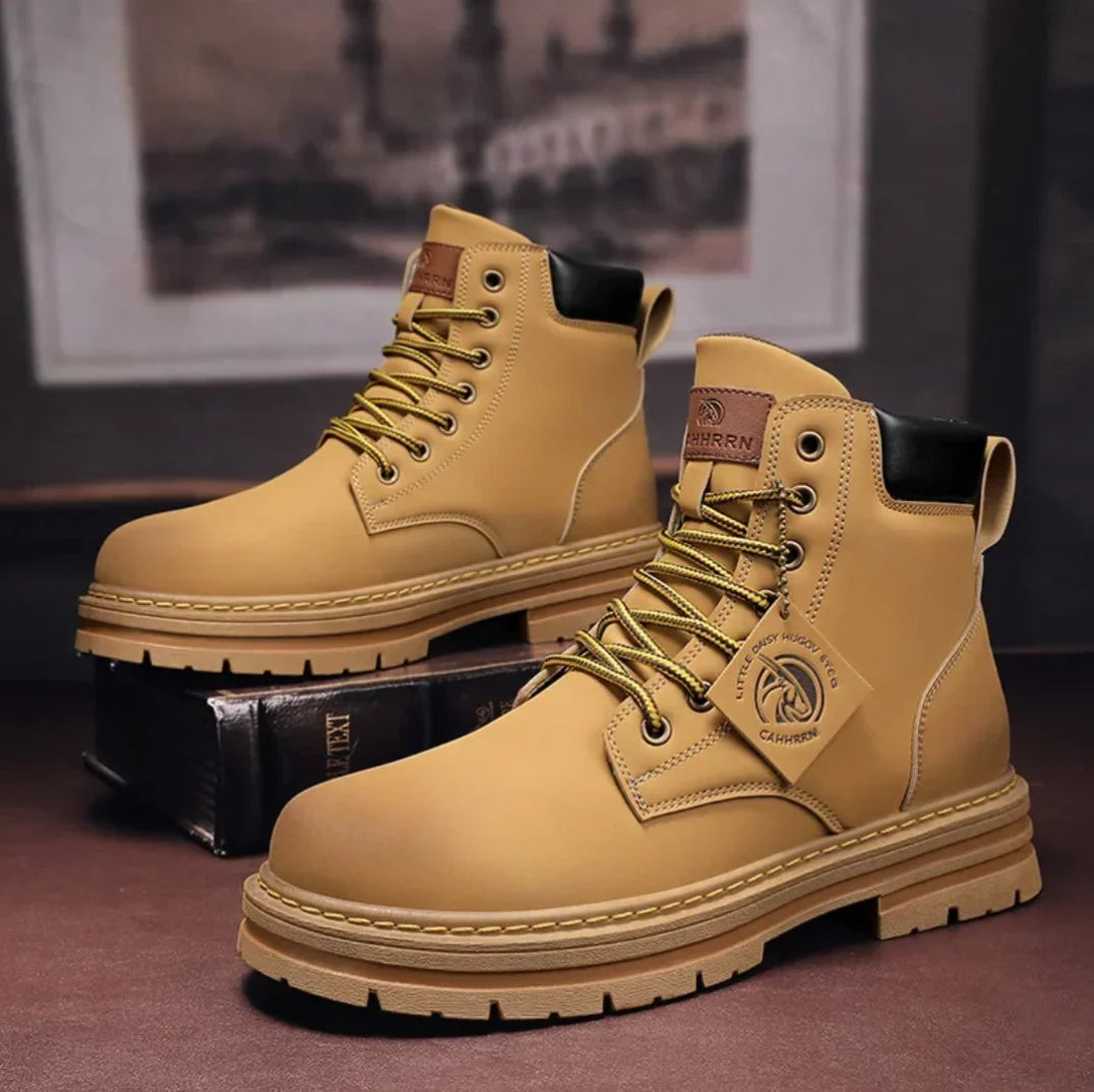 Lace-Up Boots Soft Leather Ergonomic Insole & Anti-Slip Sole
