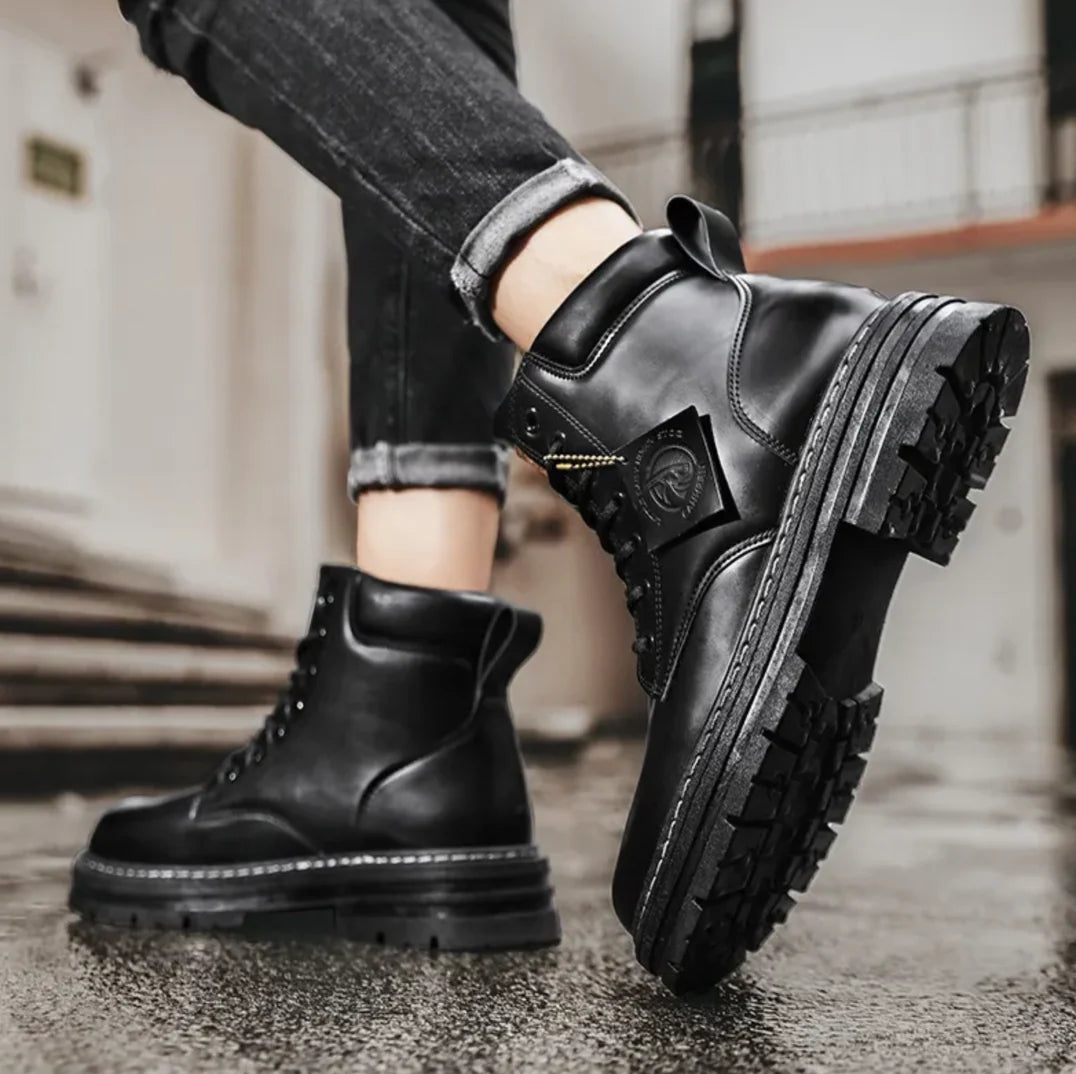 Lace-Up Boots Soft Leather Ergonomic Insole & Anti-Slip Sole