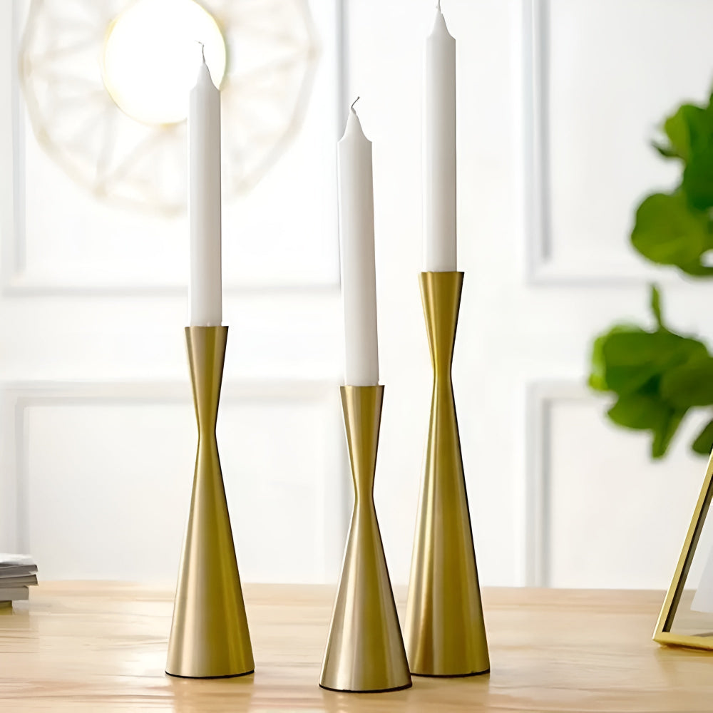 Lacquer-Finished Iron Tiered Candlestick Set (Set of 3)
