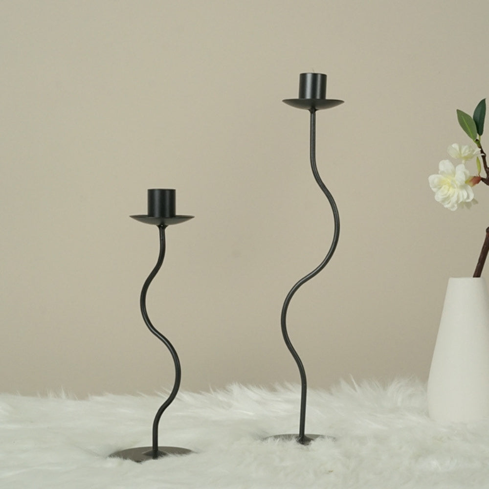 Lacquered Iron Sculpted Wave Candle Holder (Small & Large)