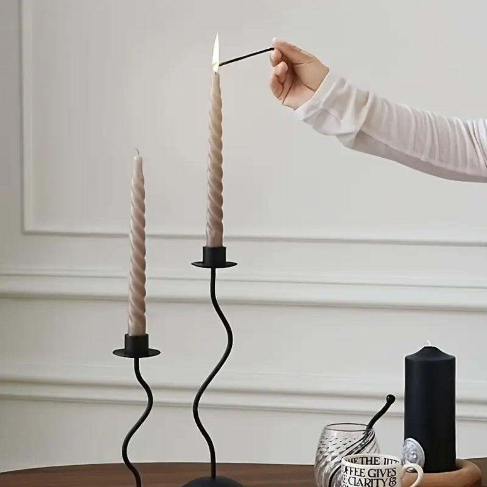 Lacquered Iron Sculpted Wave Candle Holder (Small & Large)