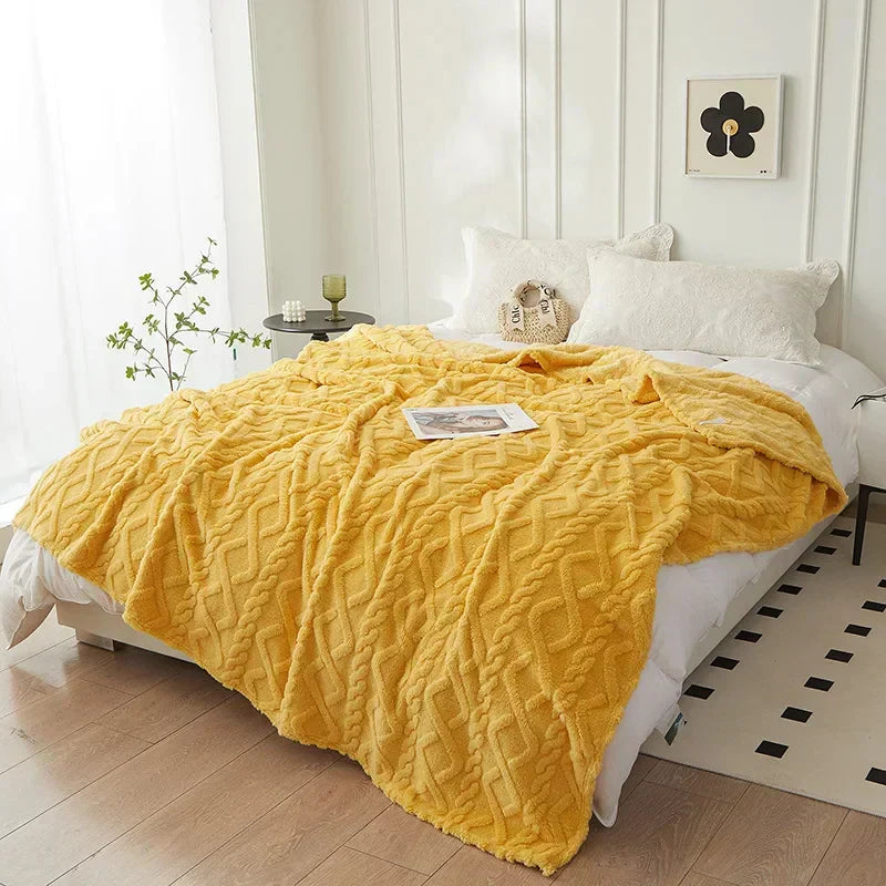 Lambswool Blanket Thick Reversible Flannel Backing