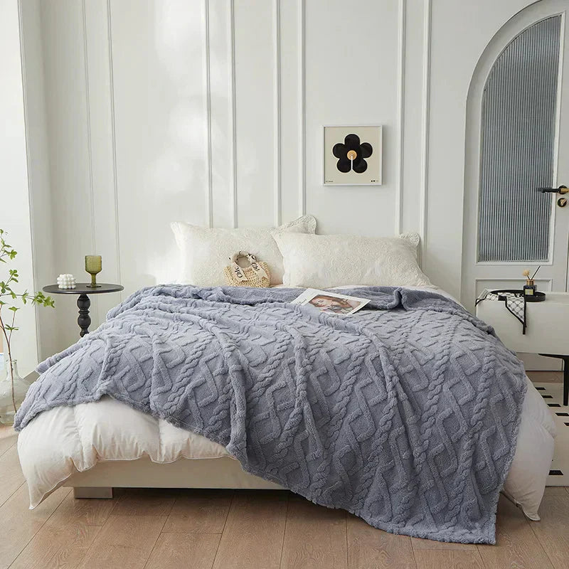 Lambswool Blanket Thick Reversible Flannel Backing