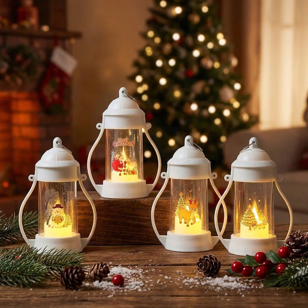 Lantern Battery-Powered Warm LED Reindeer Cutout