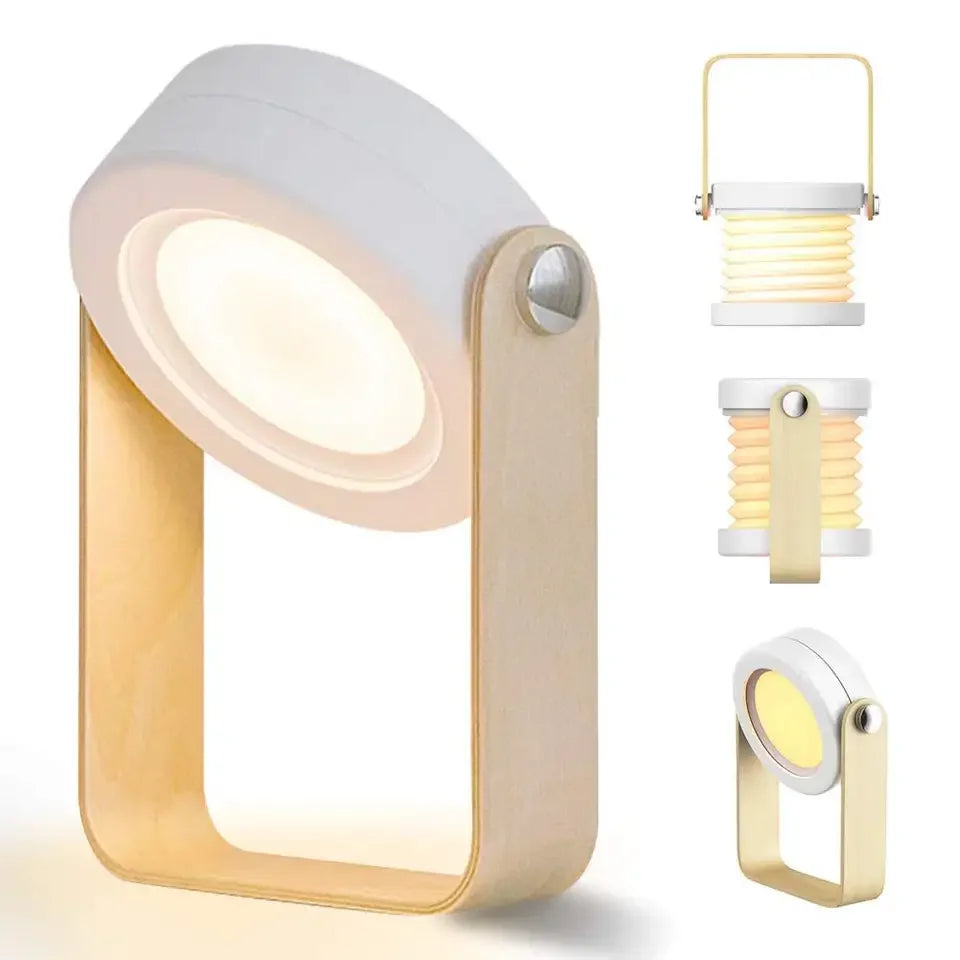 Lantern Cordless Rechargeable 4-in-1 Dimmable Bamboo Accent